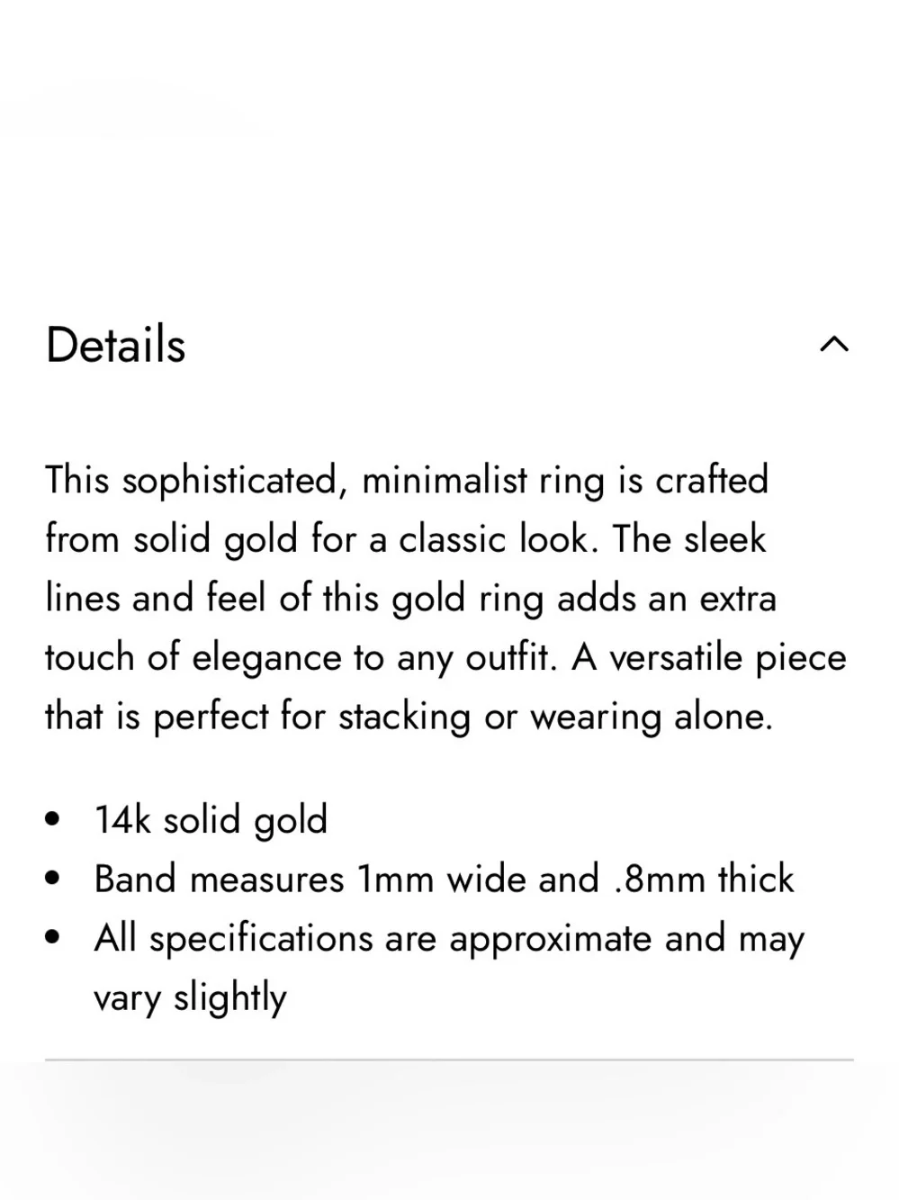 NWT Gorjana Slim 14K Gold Rose Stacking Ring - 7